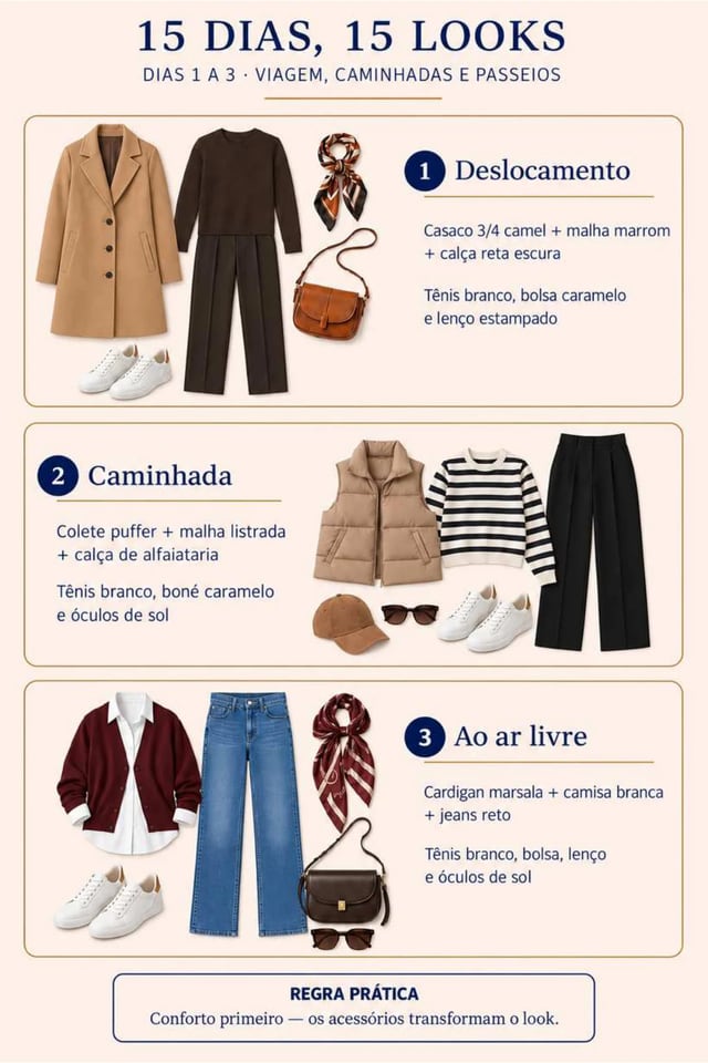 Página oficial com exemplo de 15 looks de inverno