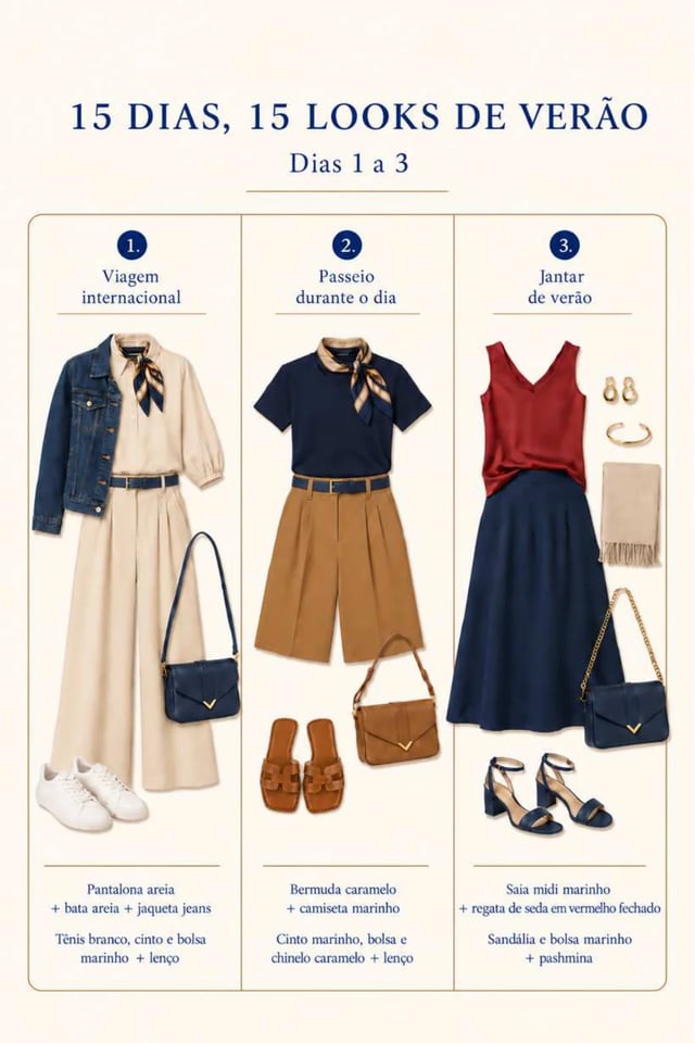 Página oficial com exemplo de 15 looks de verão